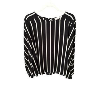 Stripe‎ Blouse M Balloon Sleeve Minimalist Y2K Workwear Chic Black White by LOFT